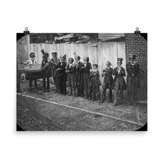 Little German Band Playing on the Streets of St. Louis, 1850 poster on a plain backdrop in size 8"x10".
