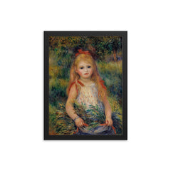 Little Girl with the Sheaf by Pierre August Renoir framed print on a plain backdrop in size 12"x16".