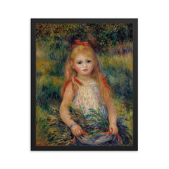 Little Girl with the Sheaf by Pierre August Renoir framed print on a plain backdrop in size 16"x20".