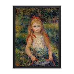 Little Girl with the Sheaf by Pierre August Renoir framed print on a plain backdrop in size 18"x24".