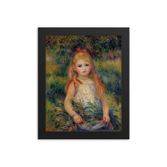 Little Girl with the Sheaf by Pierre August Renoir framed print on a plain backdrop in size 8"x10".
