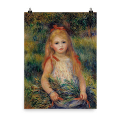 Little Girl with the Sheaf by Pierre August Renoir poster on a plain backdrop in size 8"x10".