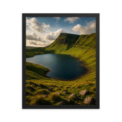 Llyn y Fan Fach Wales framed print on a plain backdrop in size 16"x20".