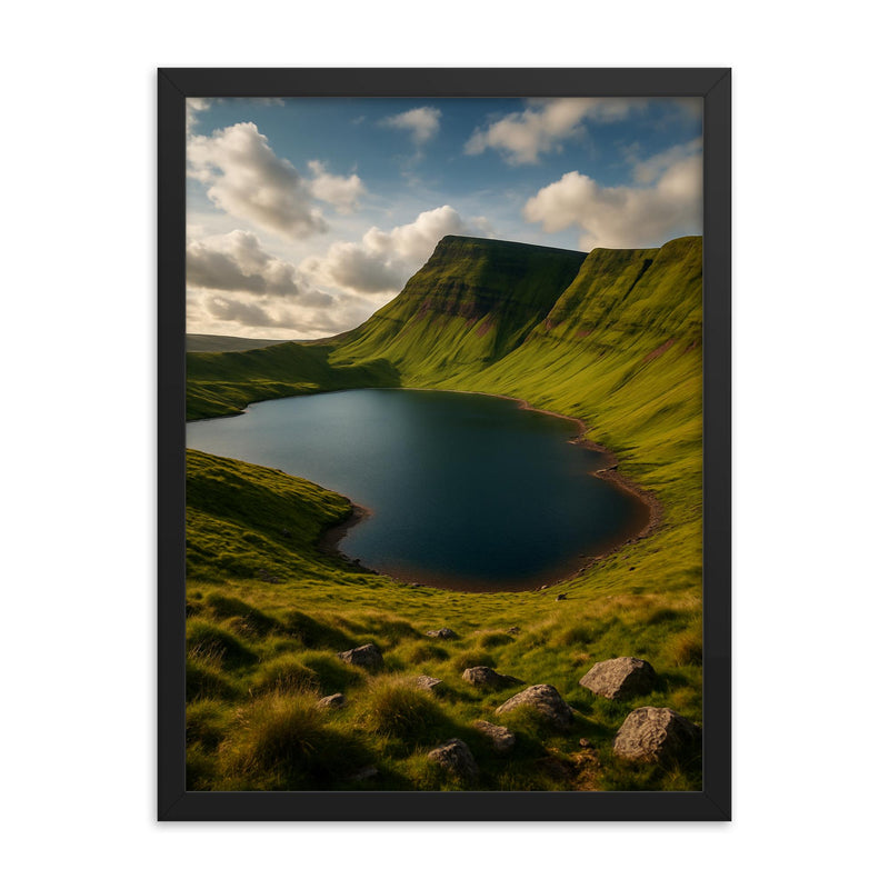 Llyn y Fan Fach Wales framed print on a plain backdrop in size 18