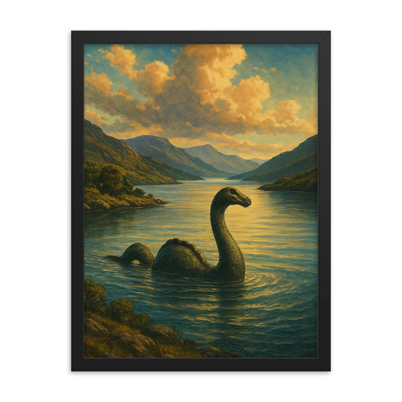 Loch Morar Scotland Morag framed print on a plain backdrop in size 18