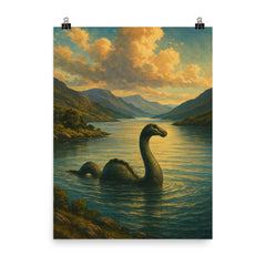 Loch Morar Scotland Morag poster on a plain backdrop in size 8"x10".