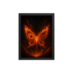 Lorenz attractor as flaming butterfly chaos framed print on a plain backdrop in size 12"x16".