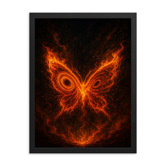 Lorenz attractor as flaming butterfly chaos framed print on a plain backdrop in size 18"x24".