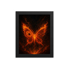 Lorenz attractor as flaming butterfly chaos framed print on a plain backdrop in size 8"x10".