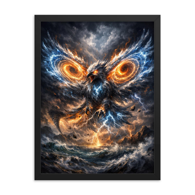 Lorenz attractor as storm bird of chaos framed print on a plain backdrop in size 18