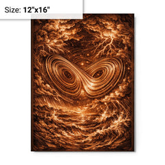 Lorenz attractor in tempestuous copper engraving style metal print on a plain backdrop in size 12"x16".