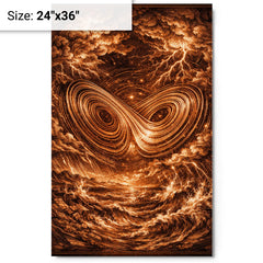 Lorenz attractor in tempestuous copper engraving style metal print on a plain backdrop in size 24"x36".