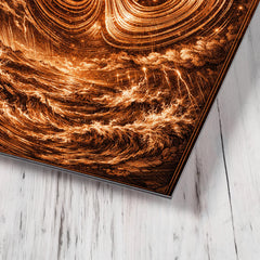 Lorenz attractor in tempestuous copper engraving style metal print mockup