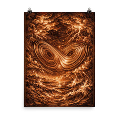 Lorenz attractor in tempestuous copper engraving style poster on a plain backdrop in size 8"x10".