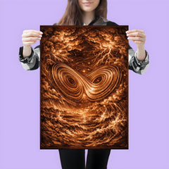 Lorenz attractor in tempestuous copper engraving style poster 3