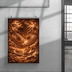 Lorenz attractor in tempestuous copper engraving style poster 4