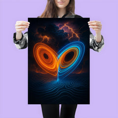 Lorenz attractor over thunderstorm topology lines poster 3
