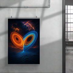 Lorenz attractor over thunderstorm topology lines poster 4