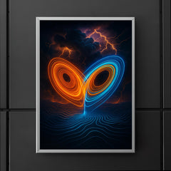 Lorenz attractor over thunderstorm topology lines poster 5