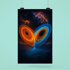 Lorenz attractor over thunderstorm topology lines poster 6