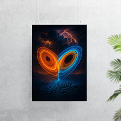 Lorenz attractor over thunderstorm topology lines poster 7