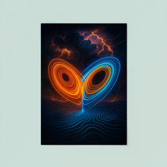 Lorenz attractor over thunderstorm topology lines poster 8