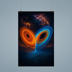 Lorenz attractor over thunderstorm topology lines poster 9