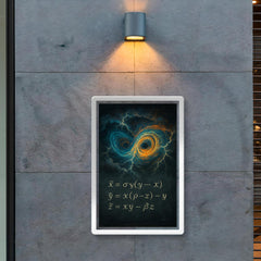 Lorenz attractor storm over blackboard poster 2