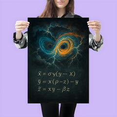 Lorenz attractor storm over blackboard poster 3