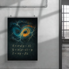 Lorenz attractor storm over blackboard poster 4