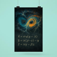 Lorenz attractor storm over blackboard poster 6