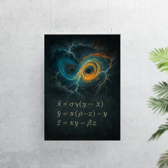 Lorenz attractor storm over blackboard poster 7