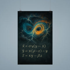 Lorenz attractor storm over blackboard poster 9
