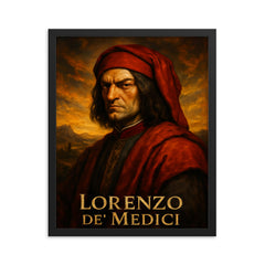 Lorenzo de’ Medici framed print on a plain backdrop in size 16"x20".