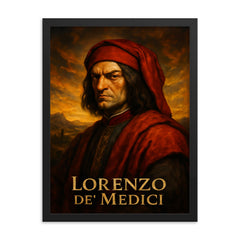 Lorenzo de’ Medici framed print on a plain backdrop in size 18"x24".