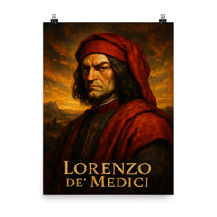 Lorenzo de’ Medici poster on a plain backdrop in size 8"x10".