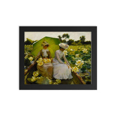 Lotus Lilies by Charles Courtney Curran framed print on a plain backdrop in size 8"x10".