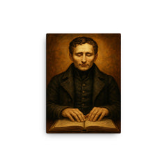 Louis Braille canvas print on a plain backdrop in size 12"x16".