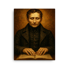 Louis Braille canvas print on a plain backdrop in size 16"x20".