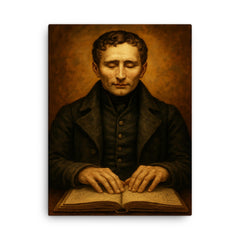 Louis Braille canvas print on a plain backdrop in size 18"x24".