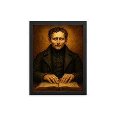 Louis Braille framed print on a plain backdrop in size 12"x16".