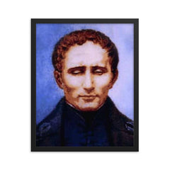 Louis Braille framed print on a plain backdrop in size 16"x20".