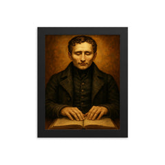 Louis Braille framed print on a plain backdrop in size 8"x10".