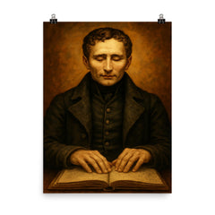 Louis Braille poster on a plain backdrop in size 8"x10".