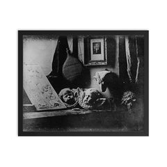 Louis Daguerre's First Daguerreotype, Still Life, 1837 framed print on a plain backdrop in size 16"x20".