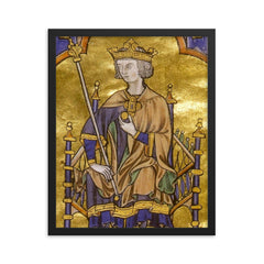 Louis IX of France framed print on a plain backdrop in size 16"x20".