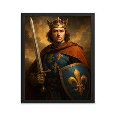 Louis IX of France framed print on a plain backdrop in size 16"x20".