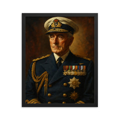 Louis Mountbatten 1st Earl Mountbatten of Burma framed print on a plain backdrop in size 16"x20".