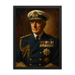 Louis Mountbatten 1st Earl Mountbatten of Burma framed print on a plain backdrop in size 18"x24".