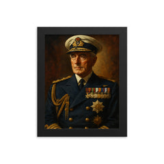 Louis Mountbatten 1st Earl Mountbatten of Burma framed print on a plain backdrop in size 8"x10".